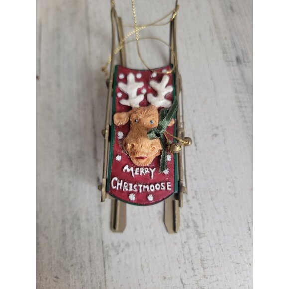 Kurt Adler mini moose sled sledding ornament Xmas - Picture 2 of 5
